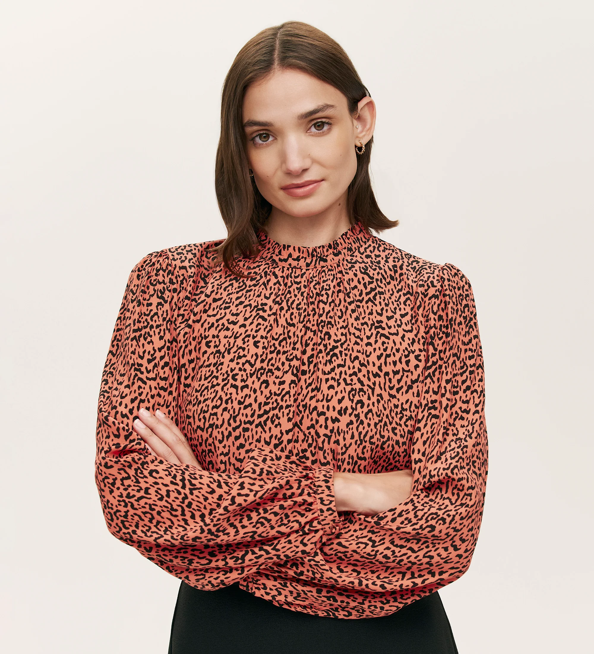 Keira Orange Leopard Crepe Top - Image 3