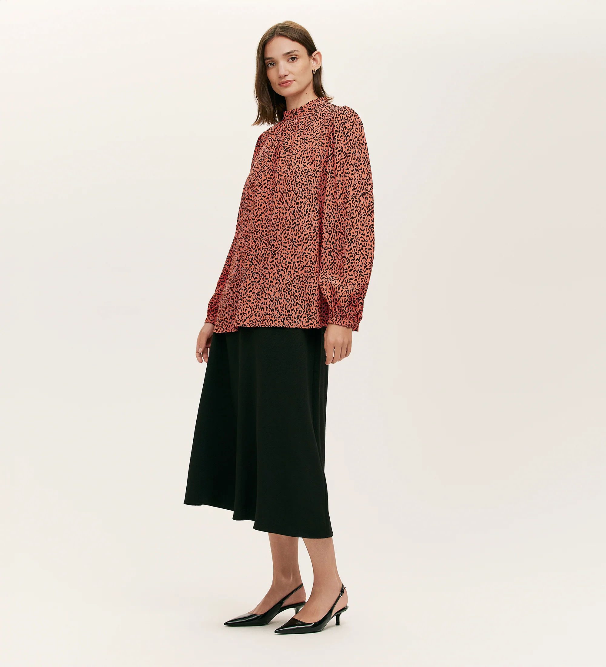 Keira Orange Leopard Crepe Top - Image 4