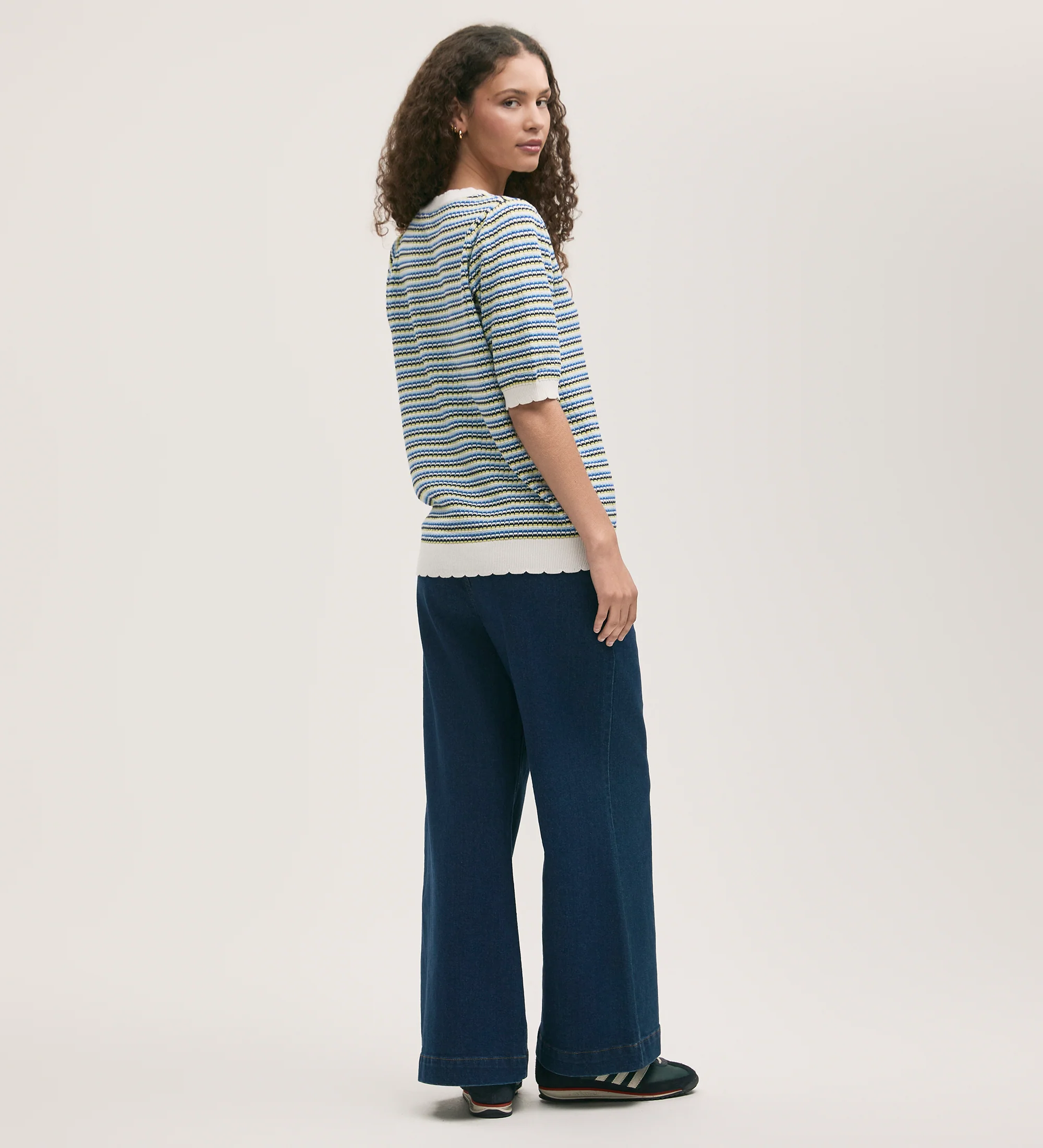 Rita Blue Stripe Short Sleeve Top - Image 4